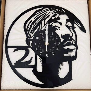 New! Tupac 2Pac Real Vinyl Record Die-Cut 11.8 X 11.8 Silent Wall Clock